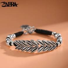 Pleaser 999 Sterling Silver Hand Woven Barley Bracelet Mens Retro Ethnic Beaded Bracelet Jewelry Gift Multicoloured