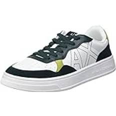 Armani Exchange Skor Armani Exchange Mäns män, mocka detalj, logotyp på framsidan, Opt. Vita mörkgröna sneakers, EU, Opt White Dark Green