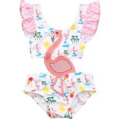 Babies Swimsuits Aunavey Aunavey Kids Toddler Baby Girl One Piece Swimsuit Beach Wear Ruffle Flamingo Swimwear Bathing Suits