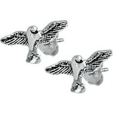 Silver - Unisex Earrings Sac Silver Sterling Hummingbird Animal Flying Feather Bird Stud Earrings 925 New Jewelry Female Unisex