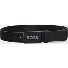 Men - Orange Belts Boss Orange Men's Icon-S1 Mens Plaque-Buckle Belt In Italian Leather Black