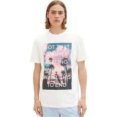 Denim/Jeanstyg T-shirts Tom Tailor Denim Herr 1036480 t-shirt, 12906-ull vit, XL, 12906 – ullvit