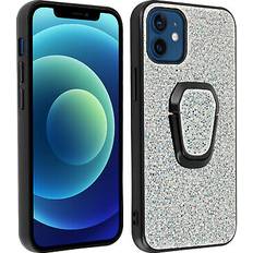 Case for iPhone 12 Mini Bi-Material Glittered Customised Support Ring Silver