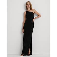 Polo Ralph Lauren Svarta Klänningar Polo Ralph Lauren Jersey One-Shoulder Gown Klänning Med Asymmetrisk Urringning - Svart