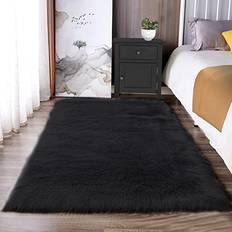 Latepis Area Rug 3x4 Fluffy Black