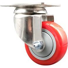 DIY Accessories Service Caster Brand 3 Inch 316 Stainless Steel Light Duty Wheel Red Polyurethane Wheel – 300lbs. – Swivel Plate