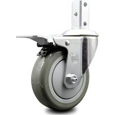 DIY Accessories Service Caster Swivel Square w/4” x 1.25” Gray Polyurethane Wheel – 7/8” x 2” Square with 3 17/64” Mounting Holes & Total Lock Brakes – 350 lbs. Capacity/ – Brand