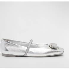 40 ½ - Silver Ballerinaskor Ferragamo Ballerinaskor I Laminerat Läder - Gray