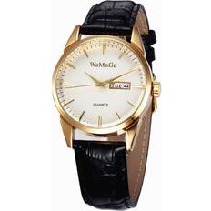 Nibosi Nibosi Case Leather Calendar Business Wirst Reloj Hombre Gold
