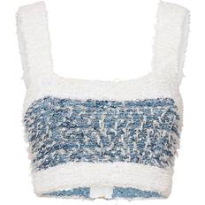 Balmain Kläder Balmain Tweed denim crop top multicoloured