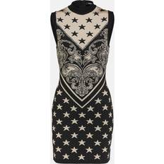 Balmain Klänningar Balmain Intarsia knitted minidress multicoloured