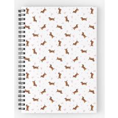 Famgem Spiral Notebook Dachshund Pattern White A5 120