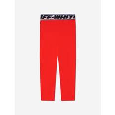 Off-White Girls Cotton Logo Band Leggings Red 10Y