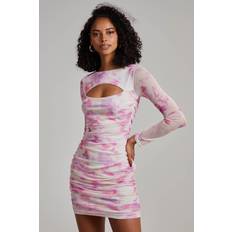 Watercolour Letterbox Long Sleeve Dress Pink