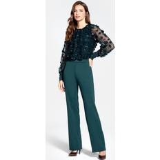 Floreado - Mujer Monos Jumpsuit - Verde/Blanco