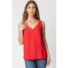 Red Tank Tops Roman V-Neck Sleeveless Vest Top Red