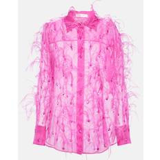 Valentino Blusar Valentino Embroidered silk organza blouse pink