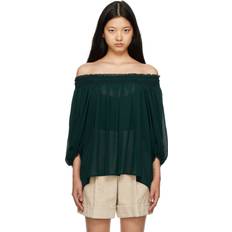 Green Shirred Blouse 3M0 Black Pine FR