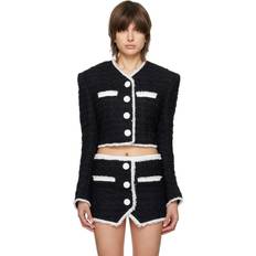 Balmain Women Blazers Balmain Black Cropped Blazer Eab Noir/Blanc FR