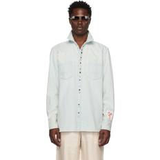 Gold - Men Shirts GOLDEN GOOSE Blue Distressed Denim Shirt BLUE 50100