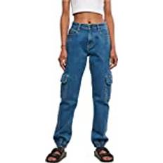 Blå - Cargobukser - Dame Urban Classics Jeans Blau Straight für Damen