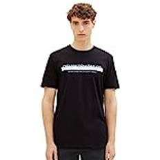herr slim fit T-shirt med logotyptryck av bomull, 29999-svart