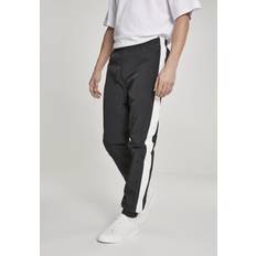 Herr - Silke/Siden Byxor Urban Classics Herrbyxor Side Striped Crinkle Track Pants, Vit Wht/Blk 00224