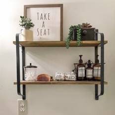 LivingAndHome 2-Tier Floating Wall Shelf