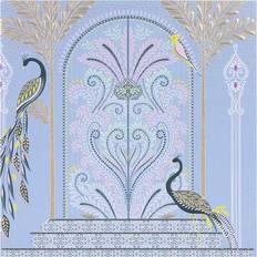 Peacocks & Ornate Door Blue
