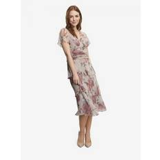 Multicoloured Dresses Gina Bacconi Cher Floral Tiered Midi Dress, Blush/Multi