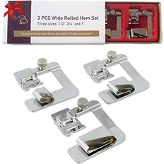 Madam Sew Madam Sew Rolled Hem Presser Foot Set 3 Piece Wide Hemmer Foot Kit Includes 1/2” 3/4" and 1” Presser Feet Compatible with Singer, Brother, Babylock, Euro-Pro, Janome and More