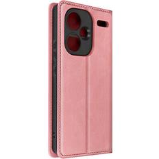 Avizar Etui pour Xiaomi Redmi Note 13 Pro Plus Portefeuille et Support Vidéo Rose