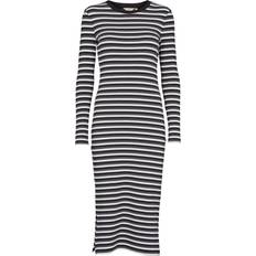 Basic Apparel Ludmilla Long Dress Gots 653 Whisper White/ Dark Grey Melange Black sort