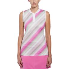 Cashmere Polo Shirts PGA tour Women's Energy Stripe Baseball Collar Golf Polo Shirt - Beige