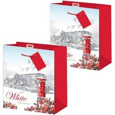 White Gift Bags Anker 2 Pack Christmas Small Gift Bag 26.5cm x 21.5cm x 10cm White Christmas
