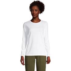 Lands' End XL Tops Lands' End Women Relaxed Supima Long Sleeve Crew White Regular