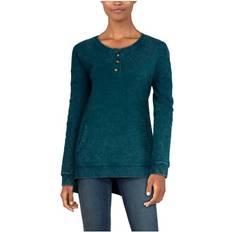 Turquoise - Women Sweaters Natural Reflections Briarwood Long-Sleeve Henley Sweater for Ladies Deep Teal