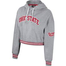 Sweaters The Wild Collective Women's Ohio State Buckeyes Grey Cropped Pullover Hoodie, XL, Gray