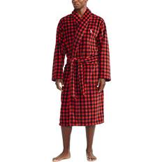 Red Robes Polo Ralph Lauren Microfiber Plush Long Sleeve Shawl Collar Robe Rl2000 Red Buffalo Plaid/Nevis Player SM-MD