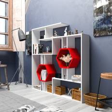 Red Book Shelves Decorotika White/Red Tamara Book Shelf