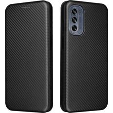 Skalo Motorola Moto G62 5G Carbon Fiber Pungetui Sort