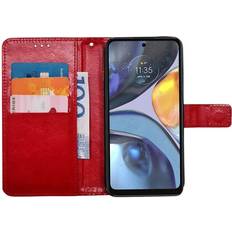 CaseOnline Wallet cover 3-kort Motorola Moto G22 Rød