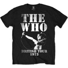 Black The Who British Tour 1973 Men's T-shirt official unisex mens who british tour 1973 music band logo shirt