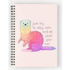 Famgem Spiral Notebook "Just Try to Stay Calm" Rainbow Ferret A5