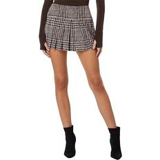 Skirts Norma Kamali Pleated Micro Skirt Chocolate Glenn Plaid Tweed Women's Skirt Gray Women's 34