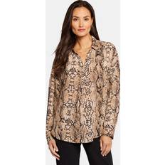 Beige Blouses NYDJ Women's Becky Blouse in Victorian Python Pink Taupe, Regular, Polyester