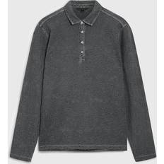 Steel Polo Shirts John Varvatos Adam Long Sleeve Polo in Freeform Jacquard K6405Z4 Iron Grey Men's Clothing Gray