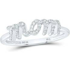 Rings Jewelry Outlet 10kt White Gold Womens Round Diamond Mom Ring 1/6 Cttw