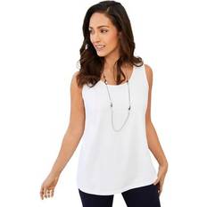 Jessica London Tank Tops Jessica London Plus Women's Horseshoe Neck Tank in White Size 12 Top Stretch