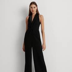 Polo Ralph Lauren Women Jumpsuits & Overalls Polo Ralph Lauren Satin-Trim Crepe Sleeveless Jumpsuit in Black